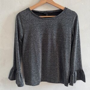 J. Crew - Silver Sparkle Top with Bell Sleeves - Size Small